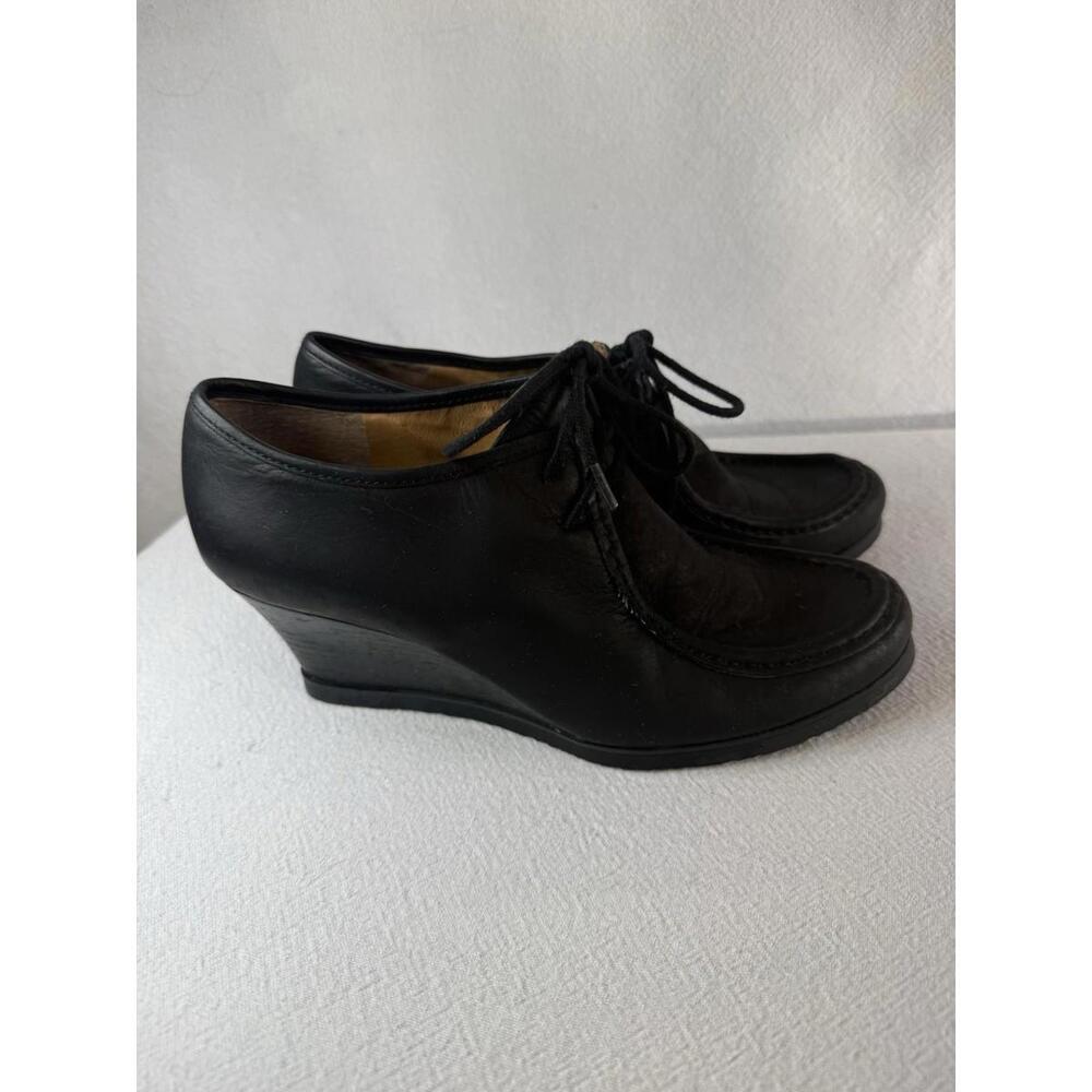 GRANDPACORE RALPHLAUREN DENVER BLACK LEATHER LACE UP WEDGE HEEL DARK EDGY GRUNGE - Picture 4 of 9